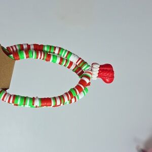 Festive Christmas Bracelet With Red and White Stocking Charm Made By Izzy G.